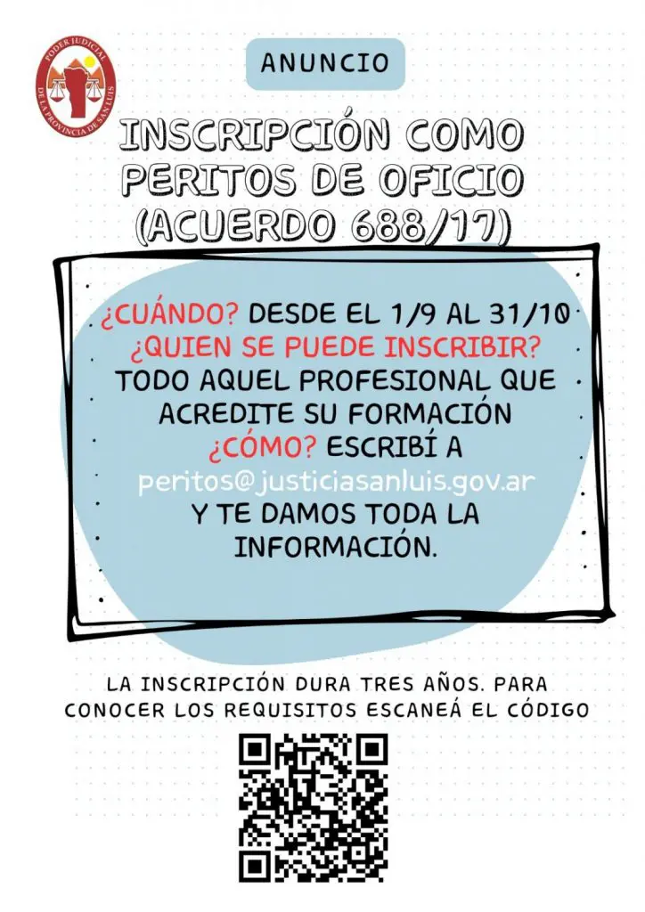 Inscripción como peritos de oficio