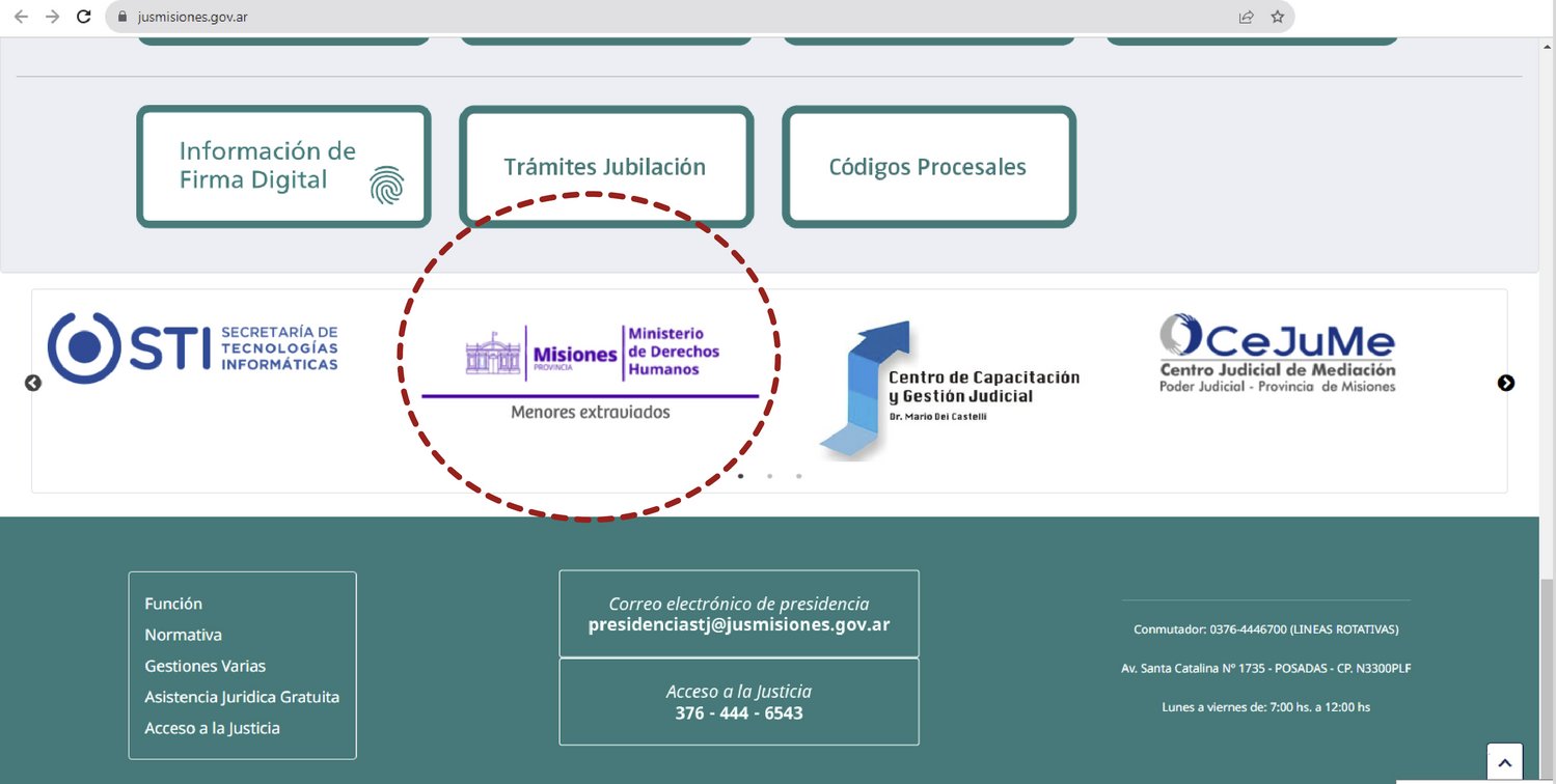 Acceso a plataforma "Menores extraviados"