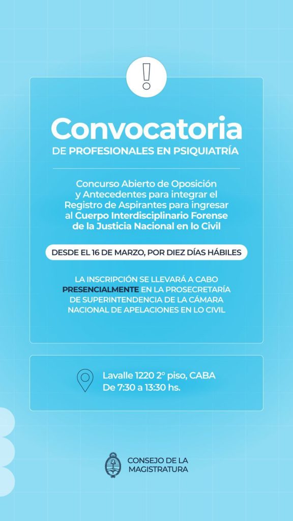 Convocatoria de profesionales en Psiquiatría