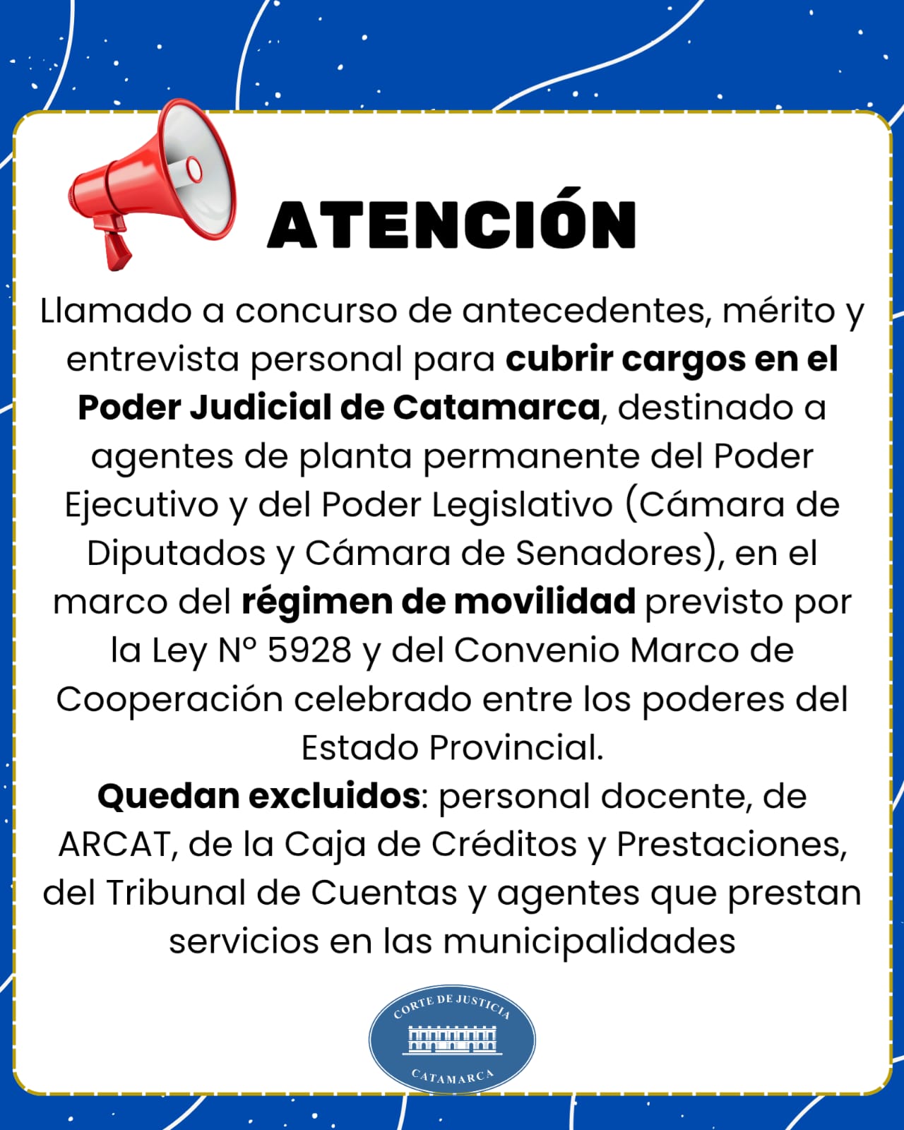 Apertura de un concurso de antecedentes, mérito y entrevista personal